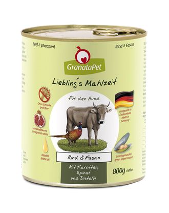 GranataPet Beef & Pheasant - bezzbożowa mokra karma dla psa, wołowina i bażant - 800g