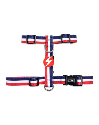 Dashi Stripes Red & Blue Back Harness - regulowane szelki guard dla psa, paski czerwono-niebieskie