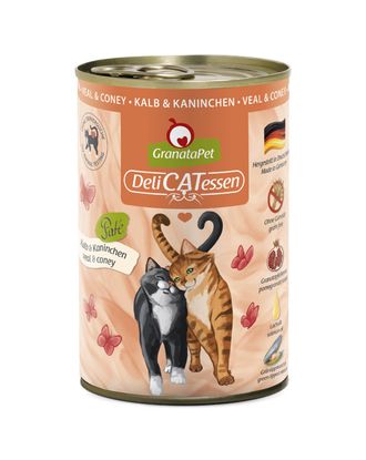 GranataPet DeliCatessen Veal & Coney - bezzbożowa mokra karma dla kota, cielęcina i królik - 400g