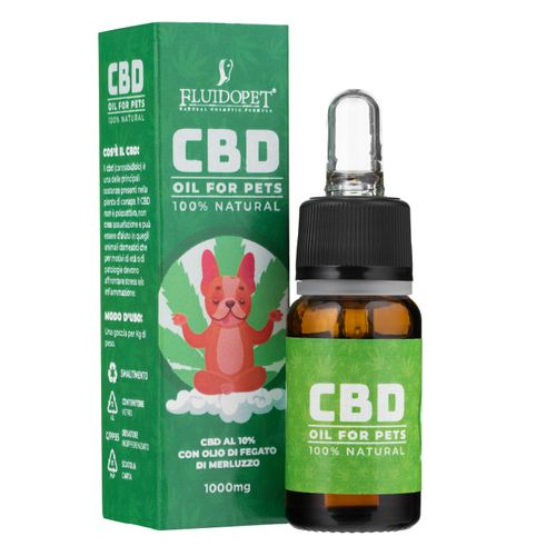 FluidoPet CBD 10% for Pets 1000mg - naturalny olejek CBD z tranem, dla psa i kota