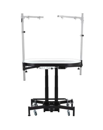 Blovi Comfort Lumix Electric Black Grooming Table 119,5x61cm - solidny stół groomerski z podświetlanym blatem, podnośnikiem elektrycznym i 2 wysięgnikami
