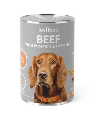 Lovi Food Beef with Pumpkin - Monoprotein Wet Food for Adult Dogs, High Meat Content, Grain-free - 24x 400g