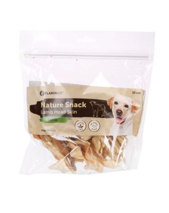 Flamingo Nature Snack Lamb Head Skin 200g - przysmaki dla psa, skóra z głowy jagnięcej