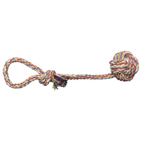 Pet Nova Ball on Rope - pleciona bawełniana piłka dla psa, na sznurze