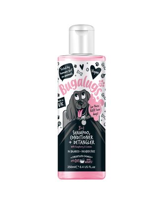 Bugalugs 3in1 Shampoo Conditioner & Detangler - szampon, odżywka i rozkołtuniacz dla psa, o zapachu maliny z cytryną - 250ml