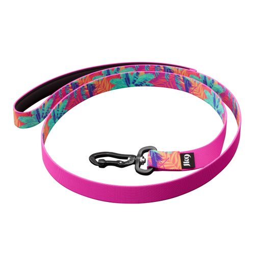 Julius-K9 MoreColor Leash Vibe 120cm - smycz taśmowa dla psa, neoprenowy uchwyt, w kolorowe palmy