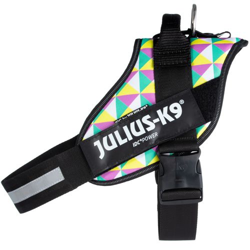 Julius-K9 IDC Powerharness Retro - szelki dla psa, z odblaskami, w kolorowe trójkąty