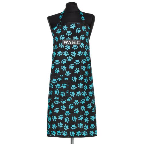 Wahl Paw Apron Black & Blue - fartuch groomerski, czarny w niebieskie łapki