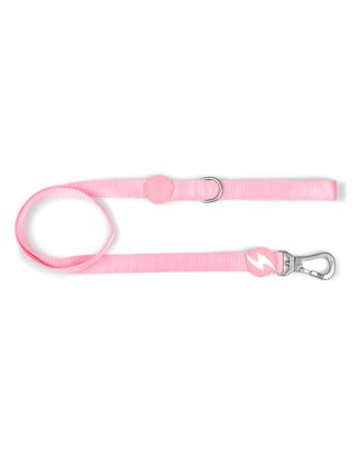 Dashi Solid Leash Baby Pink 120cm - miejska smycz dla psa, nylonowa, jasny róż