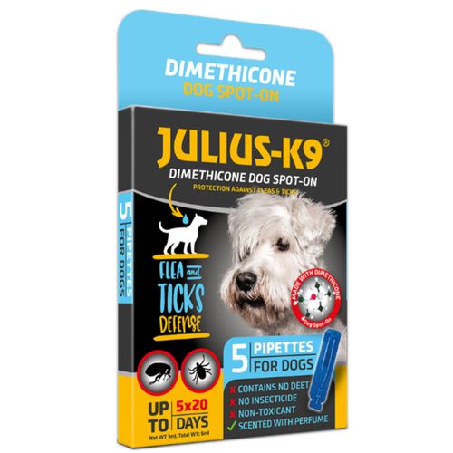 Julius-K9 Dimethicone Dog Spot-on 5x1ml - krople przeciw pchłom i kleszczom dla psa