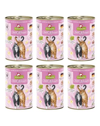 GranataPet DeliCatessen Salmon &amp; Seafood - bezzbożowa mokra karma dla kota, łosoś i owoce morza - 6x 400g