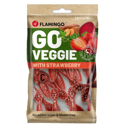 Flamingo Go Veggie Snacks with Strawberry 120g - wegańska przekąska dla psa, o smaku truskawek