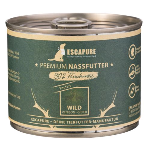 Escapure Topferl Wild 200g - mokra karma dla psa, dziczyzna z warzywami, 90% mięsa