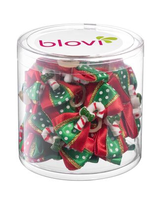 Blovi Christmas Bows Cane & Ruby 25szt. - kokardki dla psa, zestaw świąteczny, z laską lub kryształkiem