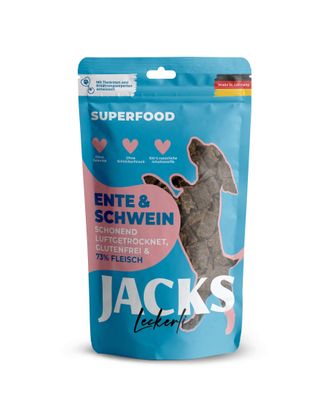 Jacks Leckerlie Superfood Ente & Schwein 90g - smaczki dla psa, 73% mięsa z kaczki i wieprzowiny