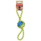 Flamingo Knotted Ball 30cm - piłka ze sznurem dla psa, niebiesko-żółta