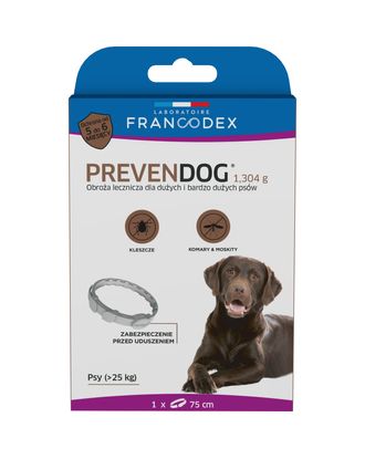 Francodex PrevenDog 75cm - lecznicza obroża na kleszcze i komary, dla dużych i bardzo dużych psów - 1szt.