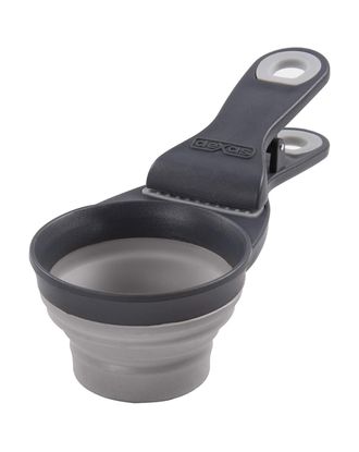 Dexas Collapsible KlipScoop 3w1 Medium 237ml - składana miarka do karmy, z klipsem do zamykania worka, średnia - Szary