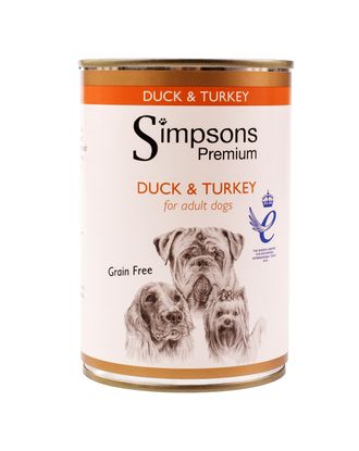 Simpsons Premium Duck & Turkey Casserole - mokra karma dla psa, kaczka, indyk i warzywa, bez zbóż - 400g