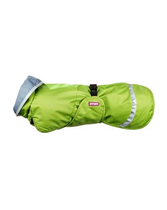 Kevyt Pomppa for Harness Lime - ciepła kurtka przeciwdeszczowa dla psa, z otworem na szelki, limonkowa
