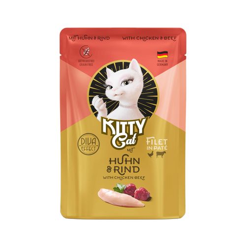 Kitty Cat Filet in Pate Chicken & Beef 85g - saszetka dla kota, z kurczakiem i wołowiną, filet w pasztecie