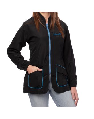 Blovi Athena Long Sleeve Blouse Turquoise - bluza groomerska z długim rękawem, damska, czarna z niebieskimi detalami