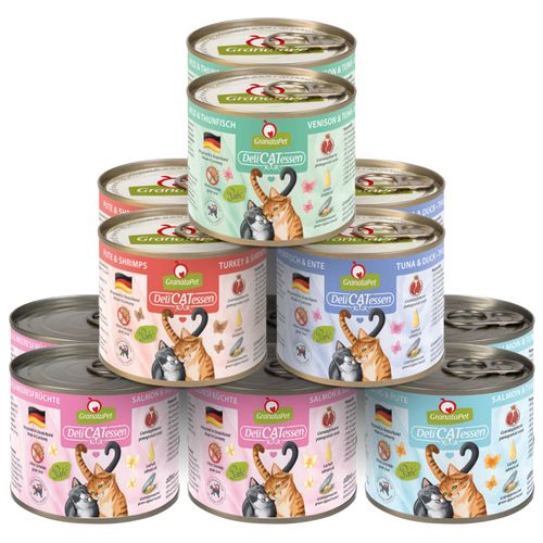 Zestaw karm GranataPet DeliCatessen z rybami 12x 200g - bezzbożowa mokra karma dla kota, mix 6 smaków, zestaw 3