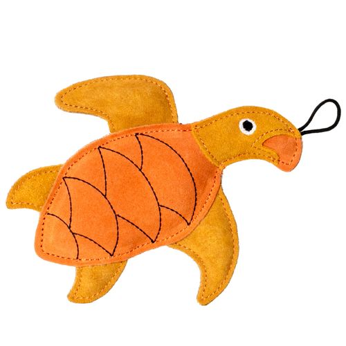 Kiwi Walker Leather Toy Turtle 20cm - zabawka dla psa ze skóry naturalnej, pomarańczowy żółw