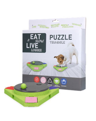 Eat Slow Live Longer Puzzle Triangle - zabawka dla psa na inteligencję