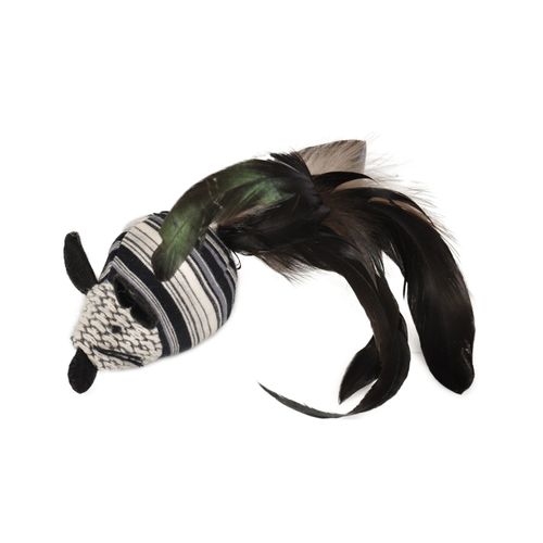 Flamingo Cat Pirin Mouse 17cm - stylowa myszka dla kota z grzechotką, piórkami i kocimiętką