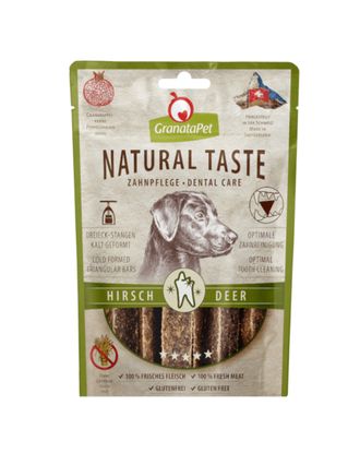 GranataPet Natural Taste Dental Care Snack Deer 70g - naturalne mięsne przysmaki dentystyczne dla psa, paski z jelenia
