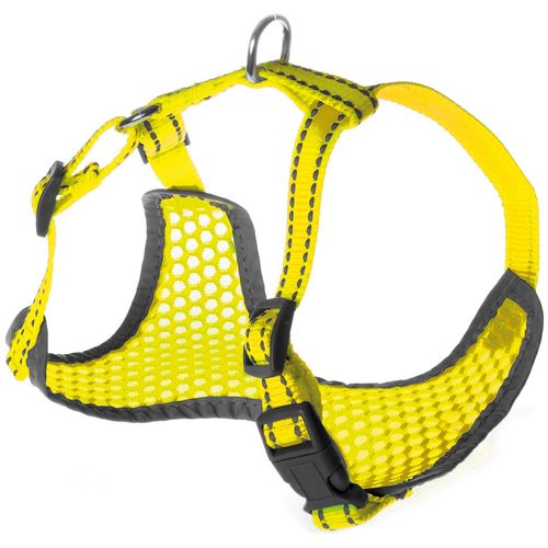 Record Fluo Yellow Harness - przewiewne szelki z siatki dla psa, z odblaskami, żółte