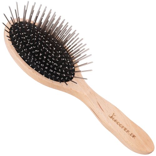 Groomer.dk De Luxe Silver Brush Large - owalna szczotka z metalowymi pinami, duża