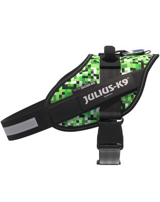 Julius-K9 IDC Powerharness Pixelfield - szelki dla psa, z odblaskami, zielone piksele