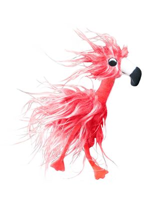 KONG Softies Frizz Bird Flamingo - włochata maskotka dla kota, różowy flaming, szeleszczący