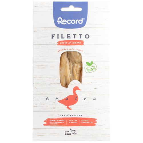 Record Filetto Duck 25g - przekąska dla psa, 100% filet z kaczki, gotowany na parze