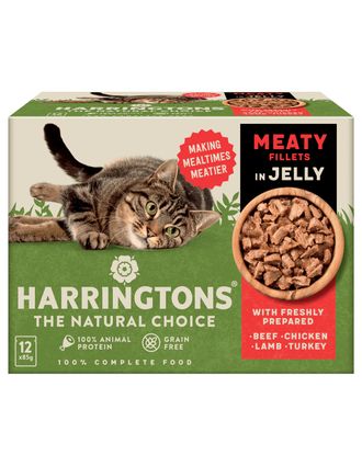 Harringtons Cat Meaty Fillets in Jelly 12x85g - bezzbożowa mokra karma dla kota,  mięsne fileciki w galaretce