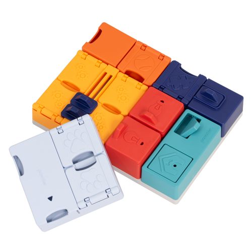 Pawzler Interactive Dog Puzzle Genius Set - modułowa łamigłówka dla psa, zestaw 7 elementów dla psich geniuszy