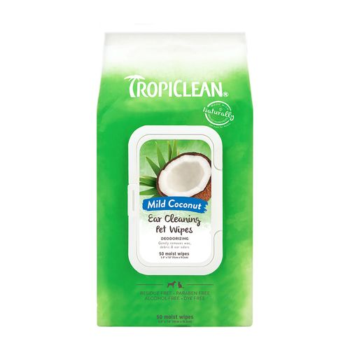Tropiclean Ear Cleaning Pet Wipes Deodorizing 50szt. - chusteczki do czyszczenia uszu dla psa i kota