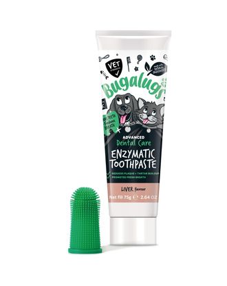 Bugalugs Enzymatic Dental Care Kit 75g - enzymatyczna pasta do zębów, z silikonową szczoteczką na palec, dla psa i kota