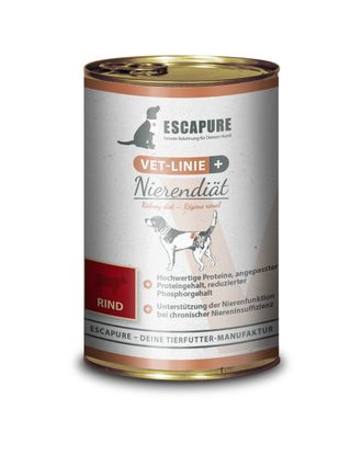 Escapure VET Nierendiat Rind - mokra karma dla psa, wsparcie pracy nerek - 400g