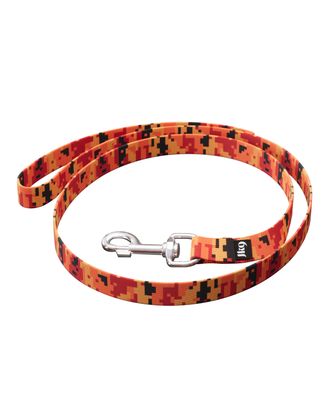 Julius-K9 MoreColor Basic Leash Pixeljuice 120cm - smycz dla psa, taśmowa, pomarańczowe piksele
