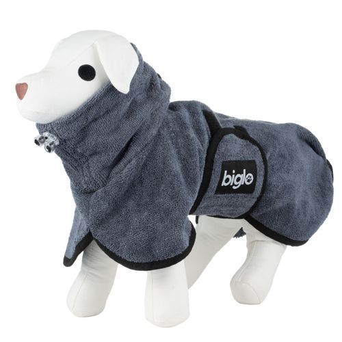 Biglo Microfibre Pet Bathrobe - szlafrok dla psa, z ultrachłonnej mikrofibry, szary