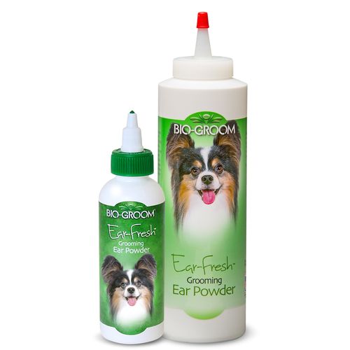 Bio-Groom Ear-Fresh Grooming Powder profesjonalny puder do czyszczenia i pielęgnacji uszu dla psów i kotów.