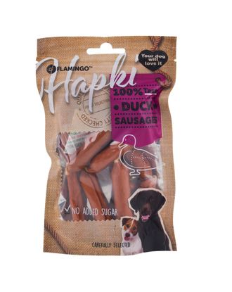 Flamingo Hapki Duck Sasuages 85g - kiełbaski dla psa, z kaczką