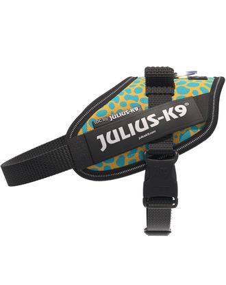 Julius-K9 IDC Powerharness Leopard - szelki dla psa, z odblaskami, żółto-turkusowy wzór