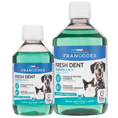 Francodex Fresh Dent 2w1 - płyn do higieny jamy ustnej psów i kotów, z wyciągiem z granatu, dodatek do wody