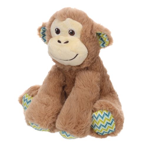 Flamingo Drala Sitting Monkey Brown 19cm - pluszowa małpka dla psa, z piszczałką, brązowa