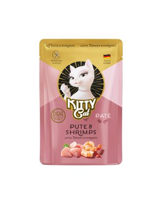 Kitty Cat Turkey & Shrimps Pate 85g - bezzbożowa mokra karma, pasztet dla kota, z indykiem i krewetkami, saszetki