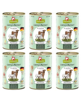 GranataPet Veal & Lamb - bezzbożowa mokra karma dla psa, cielęcina i jagnięcina - 6x 400g